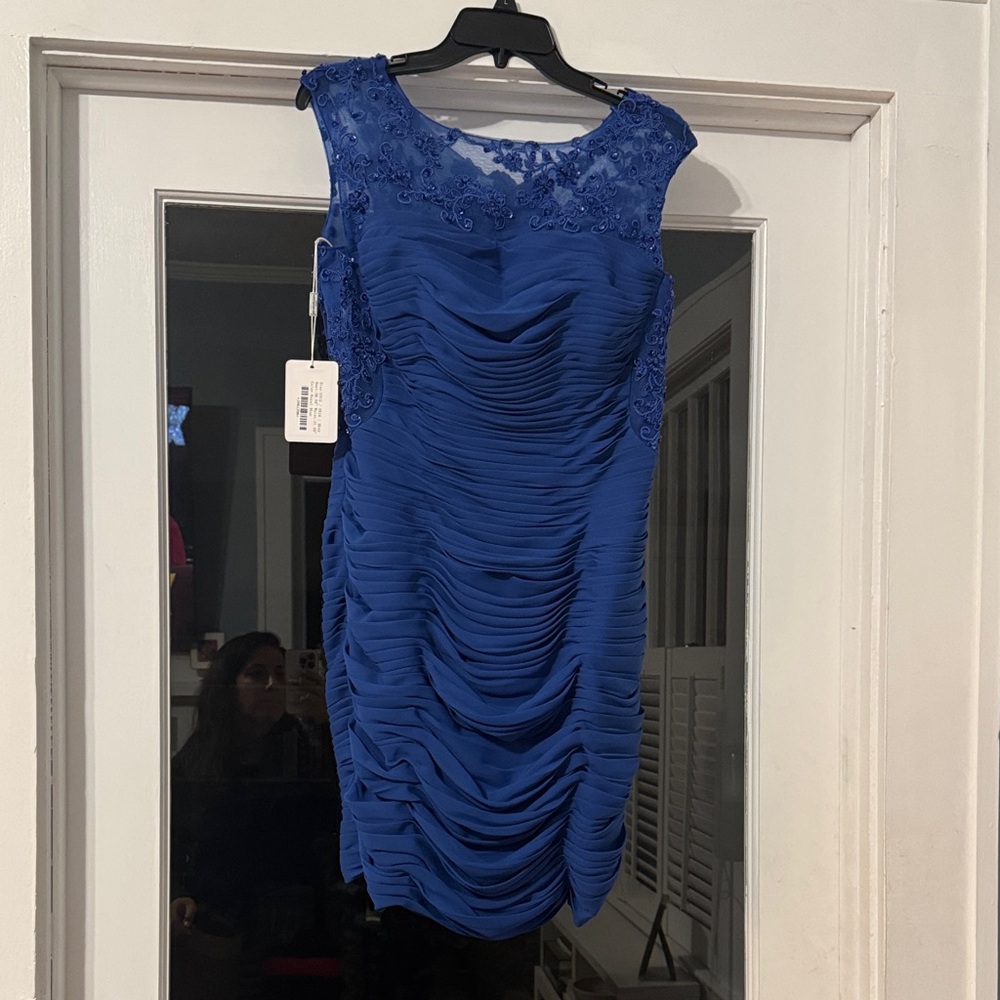 JJs House Royal Blue Ruched Mini Dress